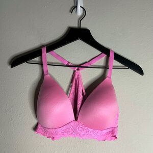 Aerie Real Sunnie Wireless Racerback Bra in Pink Lace Size 34C